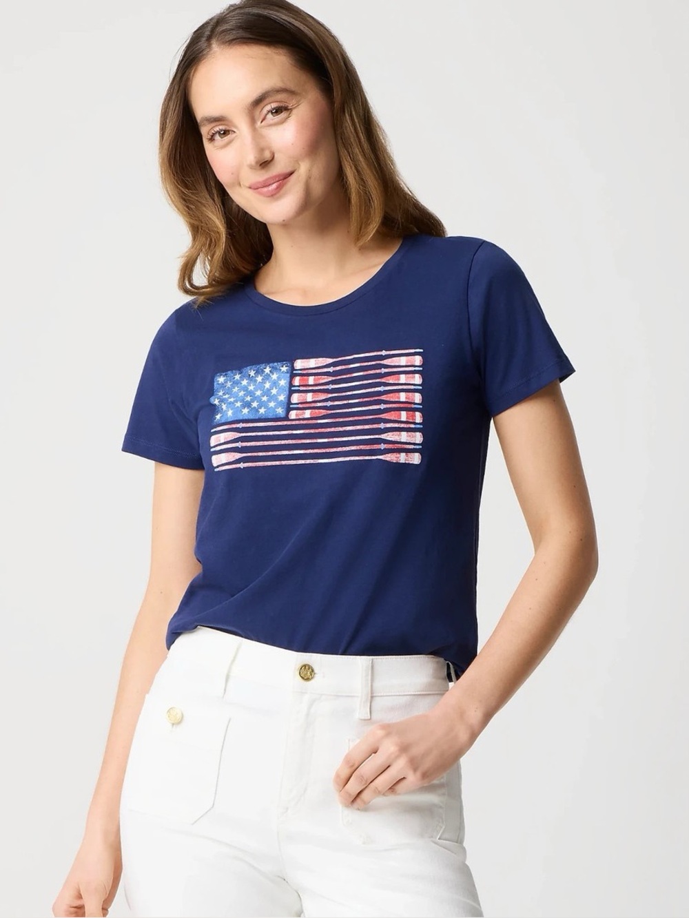 J.Crew collector Navy Oar Flag Graphic Tee - Women's Top